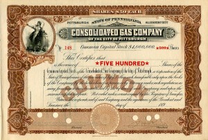 Consolidated Gas Co. of the City of Pittsburgh - Stock Certificate